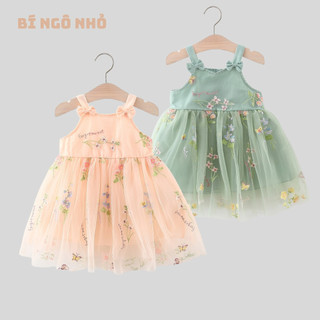 Váy bé gái hai dây lưới thêu hoa cao cấp D1019 Bí Ngô Nhỏ