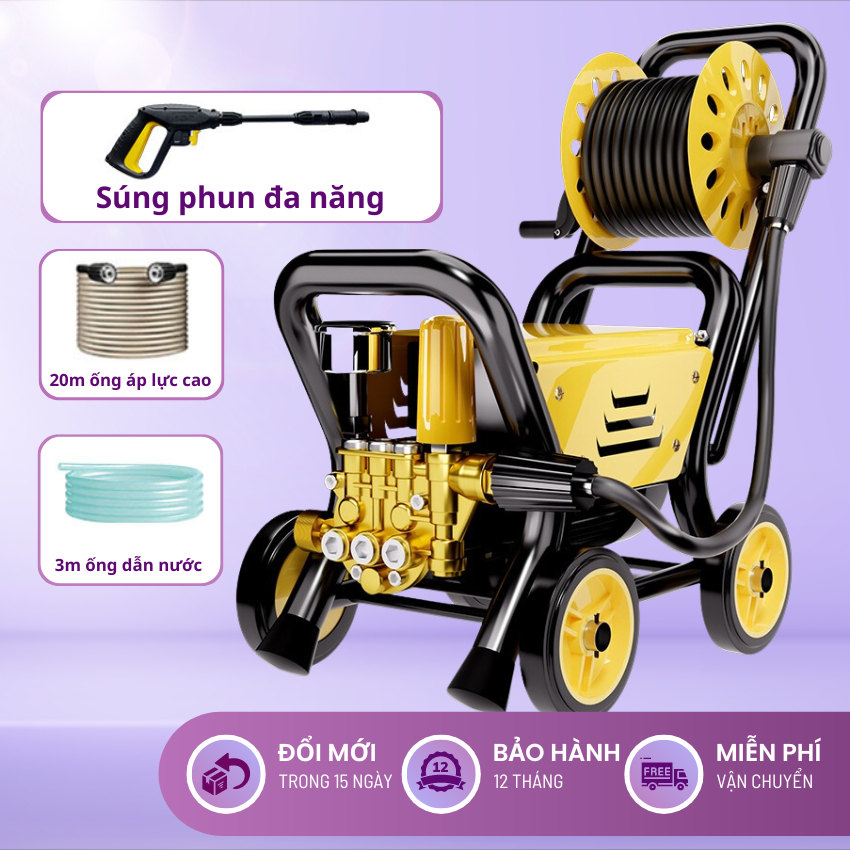 Máy rửa xe bán công nghiệp mới chính hãng KAW Công Suất Lớn 2300W, Dây 23 Mét Dễ Dàng Sử Dụng