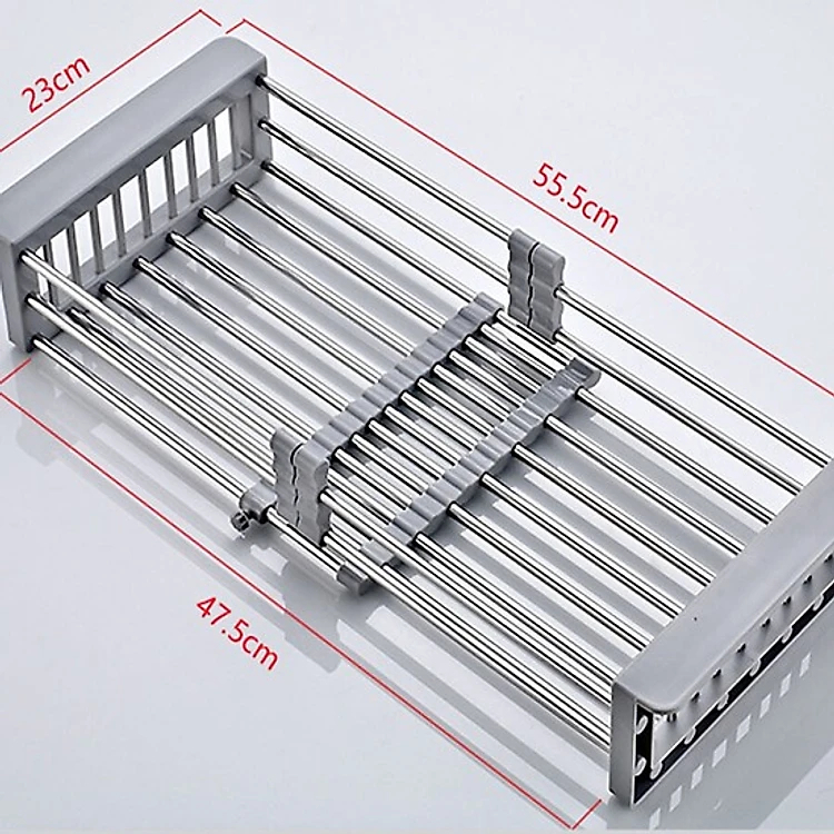 Giá Inox Để Chậu Bồn Rửa Bát (Điểu Chỉnh Kích Thước) - Rổ Gác Bồn Rửa Chén Đa Năng - Rổ Đựng Hoa Quả, Chén Bát Tiện Lợi