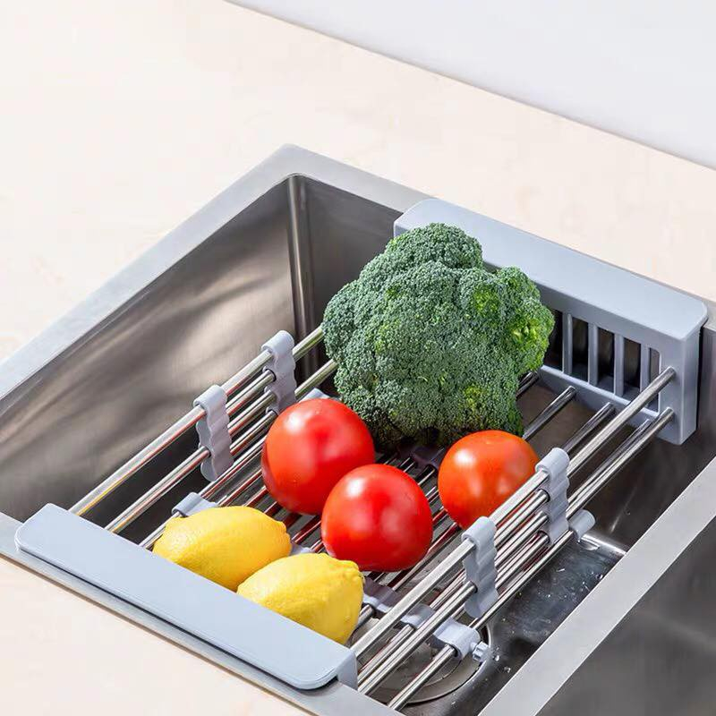 Giá Inox Để Chậu Bồn Rửa Bát (Điểu Chỉnh Kích Thước) - Rổ Gác Bồn Rửa Chén Đa Năng - Rổ Đựng Hoa Quả, Chén Bát Tiện Lợi