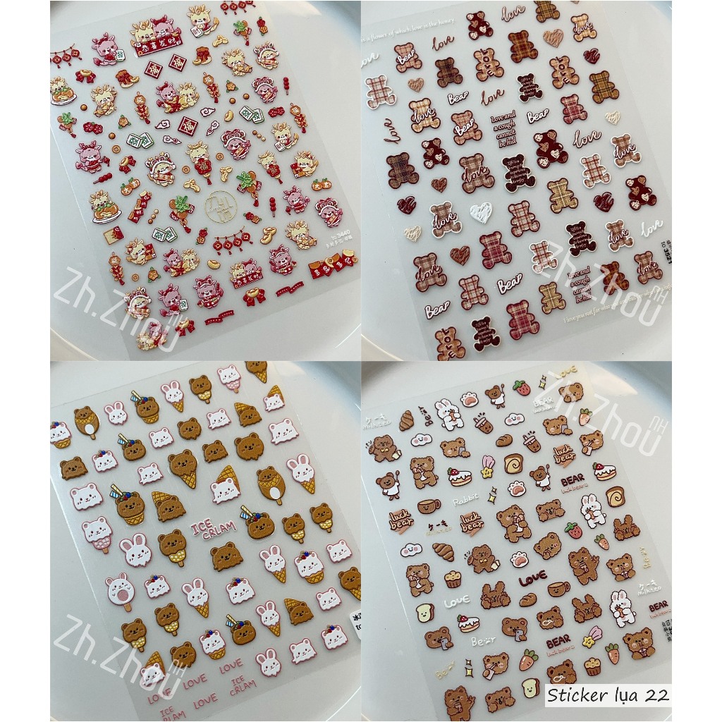 Sticker Gấu dâu, Labubu, Doremon, Tom and Jerry, tất cả các mẫu sticker ...