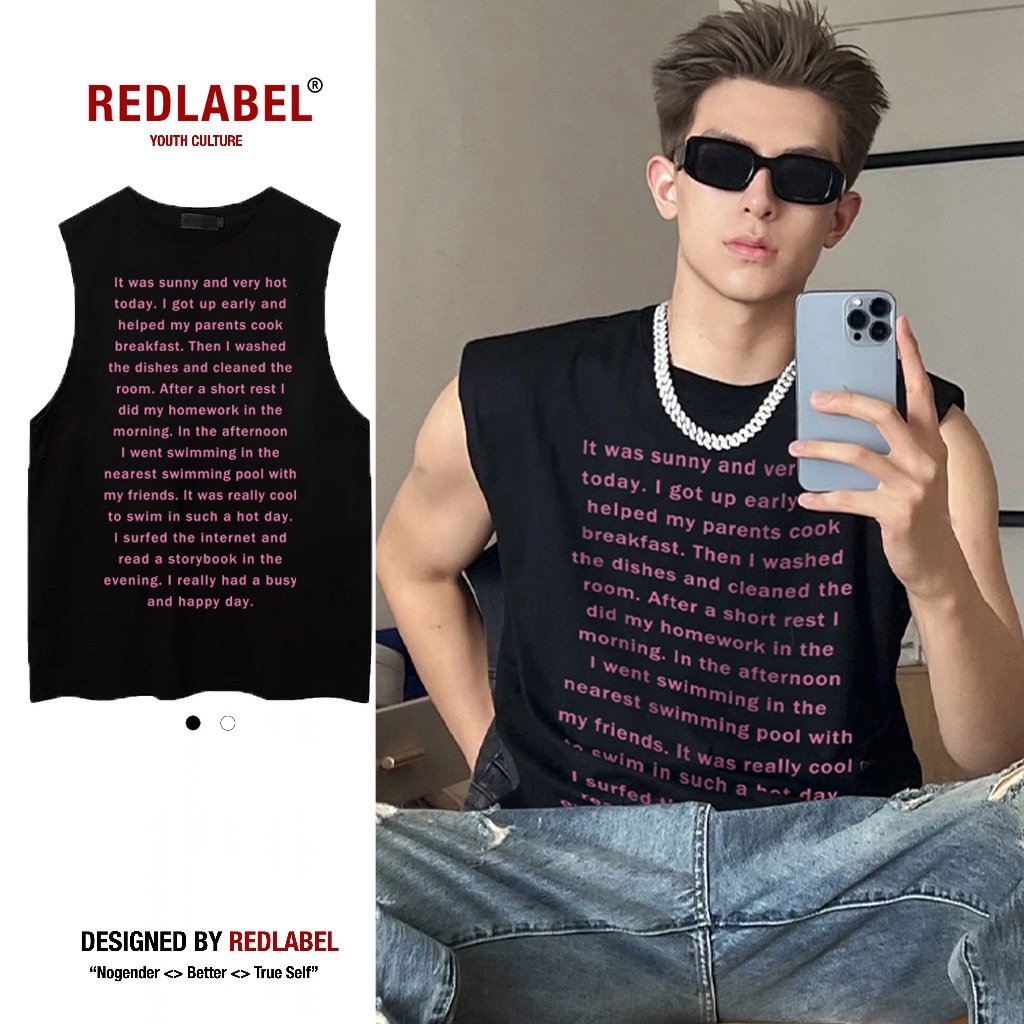 Áo Tank Top Nam Nữ RedLabel In Họa Tiết Chữ, Áo Ba Lỗ Sát Nách Nam Nữ Cotton Cá Tính TT34
