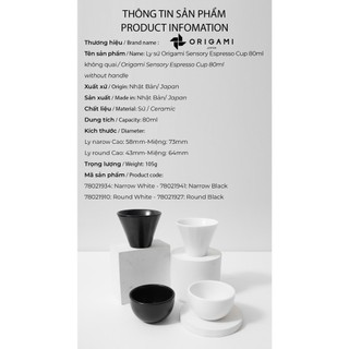 [ORIGAMI JAPAN] Ly sứ ORIGAMI Sensory Espresso Cup 80ml không quai
