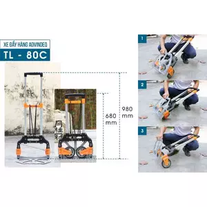 Xe đẩy hàng 2 bánh gấp gọn 80kg Nhập khẩu ADVINDEQ, xe kéo hàng xếp gọn đa năng siêu thị truck trolley