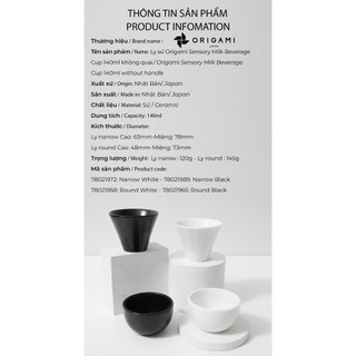 [ORIGAMI JAPAN] Ly sứ ORIGAMI Sensory Milk Beverage Cup 140ml không quai