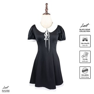 Váy cổ sen đan dây phối trắng cách điệu LUST chất liệu dày dặn thiết kế đẹp - O650