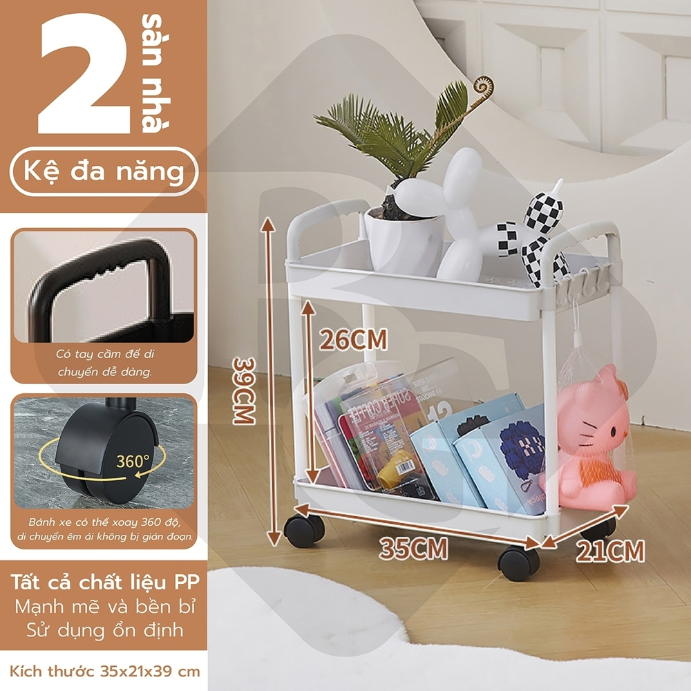 Ảnh BG - Kệ 2 TẦNG KỆ Tiện Lợi 3521,Xe Đẩy Spa YTC Để Đồ Đa Năng, bánh xe không có khóa 1