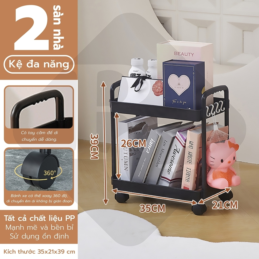 Ảnh BG - Kệ 2 TẦNG KỆ Tiện Lợi 3521,Xe Đẩy Spa YTC Để Đồ Đa Năng, bánh xe không có khóa 2