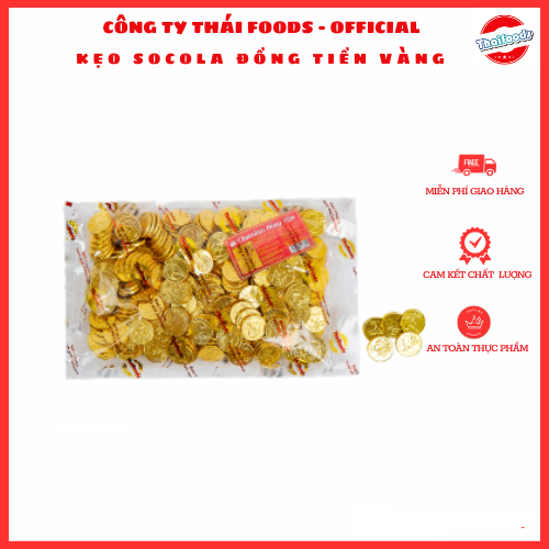 COMBO 3 túi socola ĐỒng tiền vàng trang trí bánh ngọt Thái Foods túi 1kg