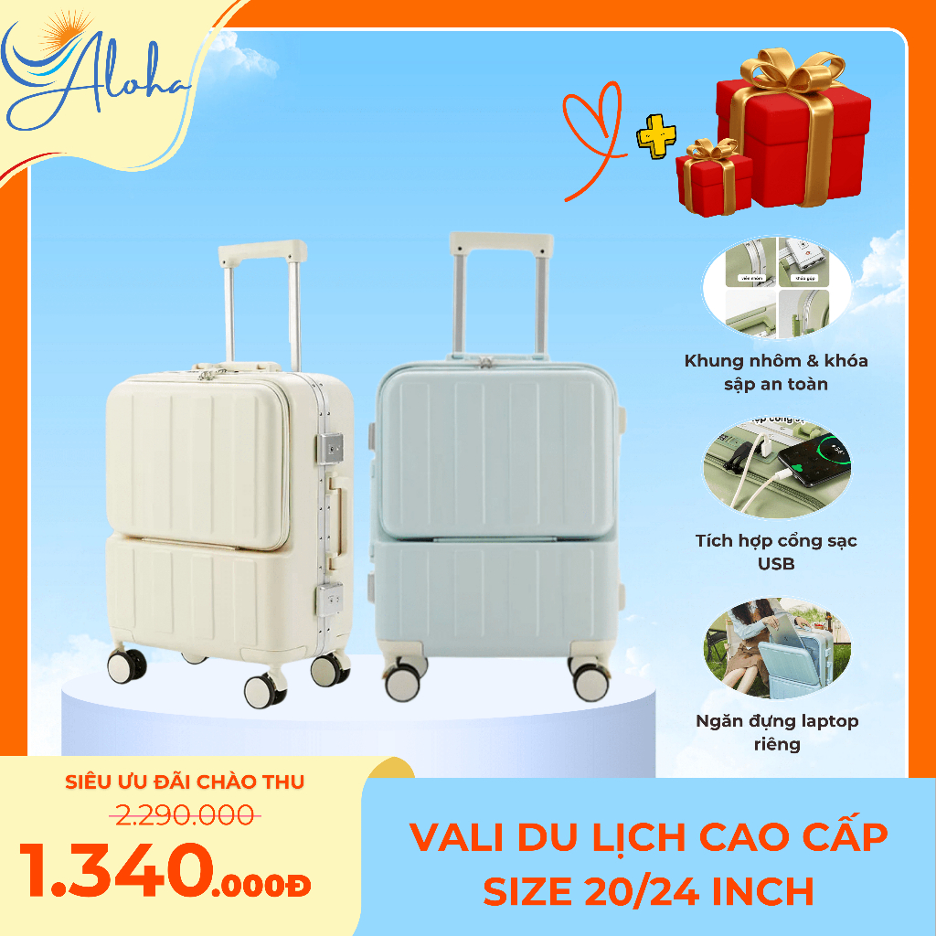Vali Kéo Du Lịch Aloha Size 20/24 Inch Vali Thời Trang Cao Cấp Có Ngăn ...