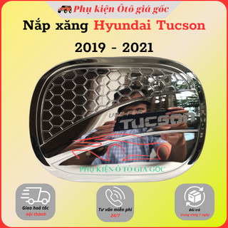 Ốp nắp bình xăng xe Hyundai Tucson 2019, 2020, 2021 nhựa ABS mạ crom cao cấp, sáng bóng