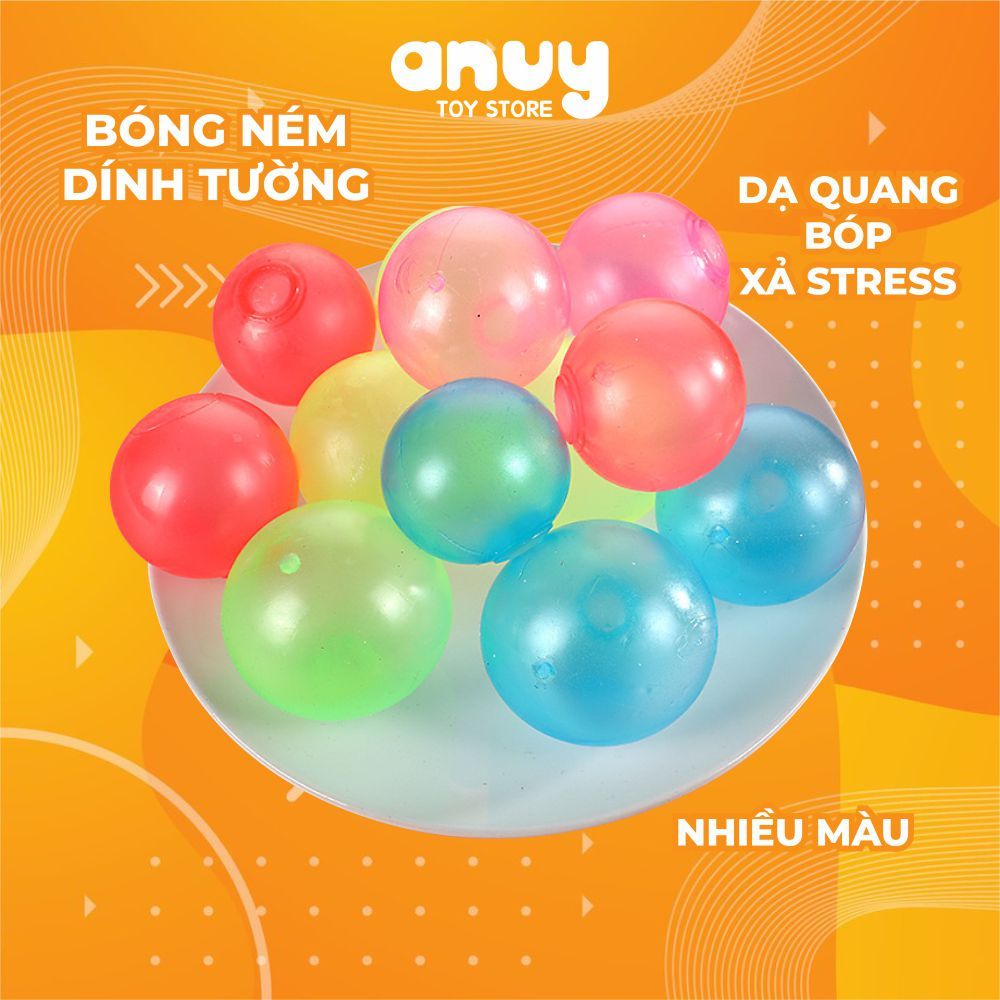 Bóng ném dính tường dạ quang phát sáng 6cm chơi vui xả stress