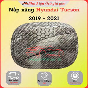 Ốp nắp bình xăng cacbon xe Tucson 2019, 2020, 2021 nhựa ABS vân carbon cao cấp, sáng bóng