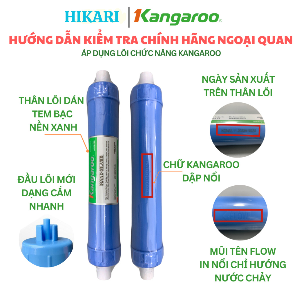 Combo 8 Lõi Lọc Nước Kangaroo gồm 123 RO50GPD Nano Ceramic Alkaline Maifan Model KG108AKV, KG108AVTU, KG06G4...