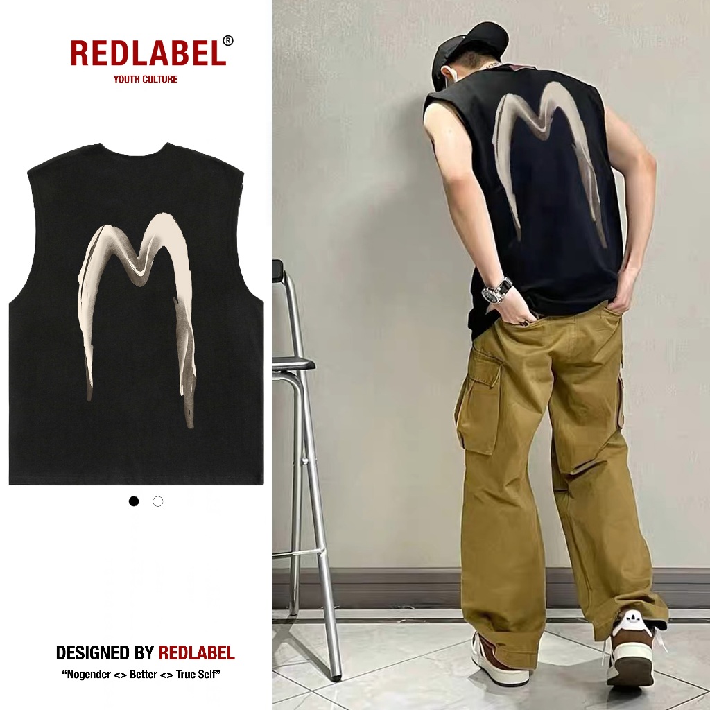 Áo Tanktop Nam Nữ RedLabel In Họa Tiết M, Áo Ba Lỗ Sát Nách Nam Nữ Cotton Cá Tính TT19
