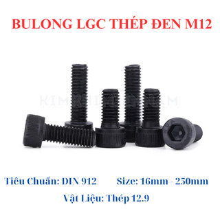 Bulong lục giác chìm thép đen M12 dài 16mm - 150mm cấp bền 12.9 (5 con)