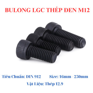 Bulong lục giác chìm thép đen M12 dài 16mm - 150mm cấp bền 12.9 (5 con)