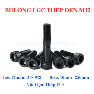 Bulong lục giác chìm thép đen M12 dài 16mm - 150mm cấp bền 12.9 (5 con)