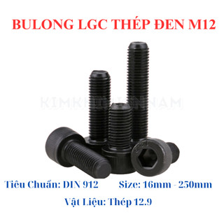 Bulong lục giác chìm thép đen M12 dài 16mm - 150mm cấp bền 12.9 (5 con)