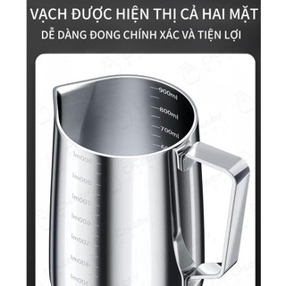 Ca đánh sữa latte art inox 304 dung tích 350ml - 2000ml （k nắp)  Chubby Chef có chia vạch Pha cà phê ly đánh sữa