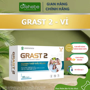 Canxi hữu cơ GRAST 2 - Viên uống canxi (Hộp 3 vỉ x 10 viên nang mềm)