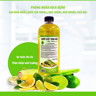 NƯỚC CẤT TINH DẦU THIÊN NHIÊN | 2 CHAI 1LÍT | KHỬ MÙI ĐUỔI MUỖI XỊT PHÒNG LAU SÀN XÔNG PHÒNG ĐA NĂNG