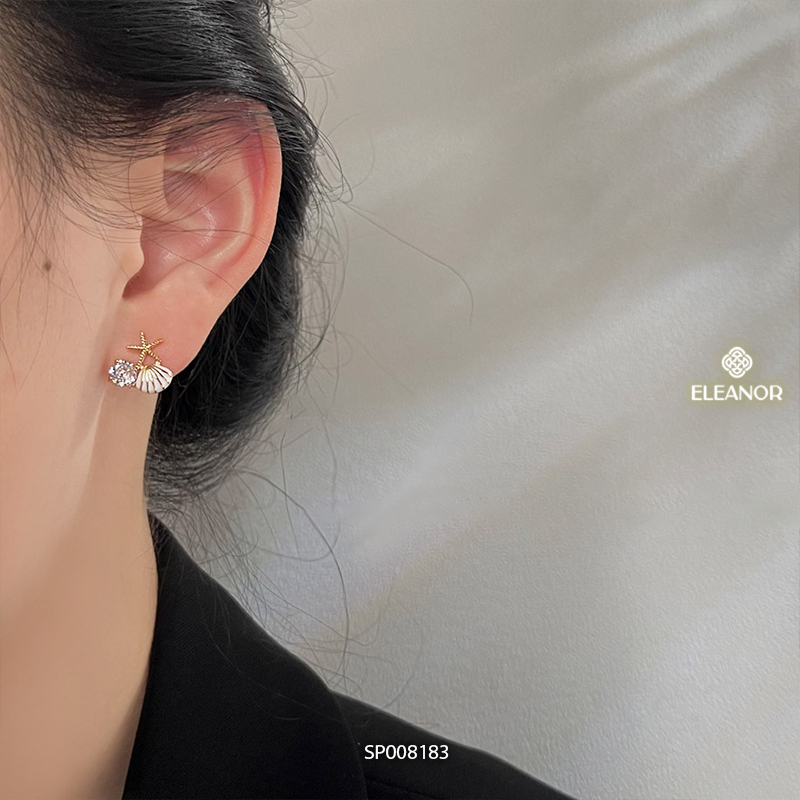 Bông tai nữ chuôi bạc 925 Eleanor Accessories hình sao biển vỏ sò phụ kiện trang sức khuyên tai 8183