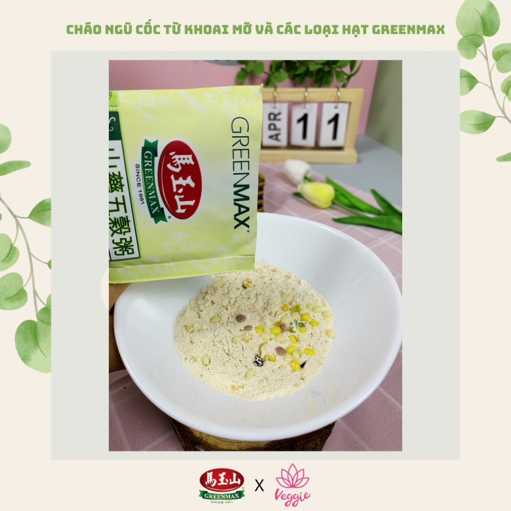Cháo ngũ cốc ăn sáng dinh dưỡng từ khoai mỡ và các loại hạt  GREENMAX Đài Loan Thuần chay Túi 350g