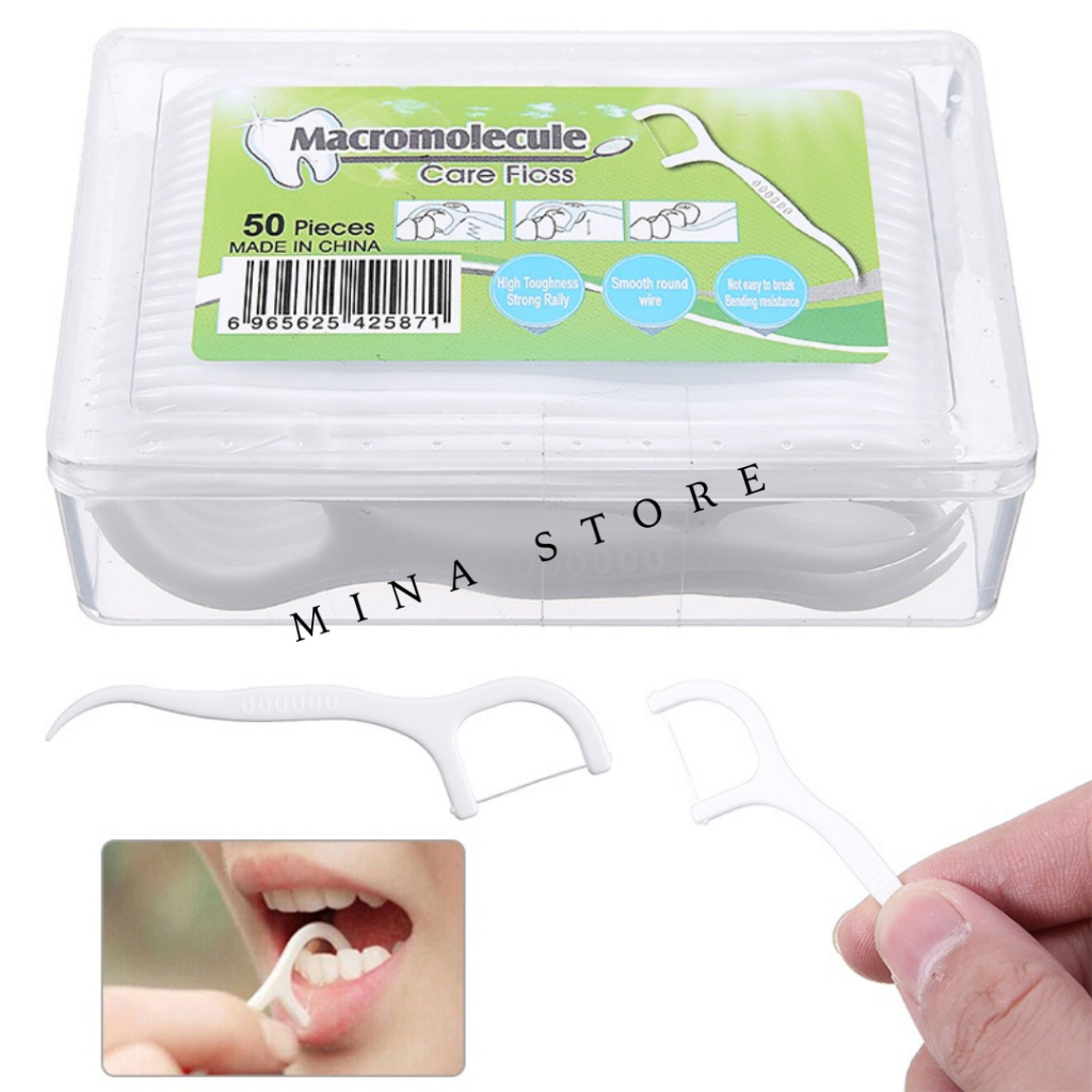 Tăm Chỉ Nha Khoa Chính Hãng Hộp 50 Chiếc - An Toàn Tiện Lợi Giúp Bảo Vệ Sức Khoẻ Răng Miệng