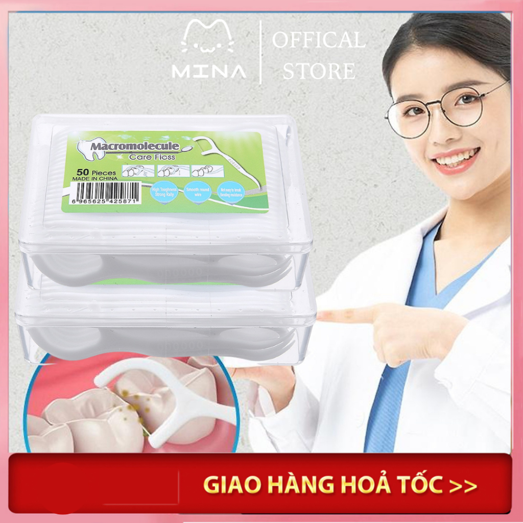 Tăm Chỉ Nha Khoa Chính Hãng Hộp 50 Chiếc - An Toàn Tiện Lợi Giúp Bảo Vệ Sức Khoẻ Răng Miệng