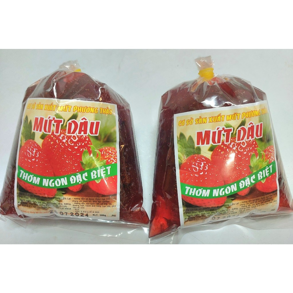 1kg Mứt dâu pha nước 2 bịch 500gr