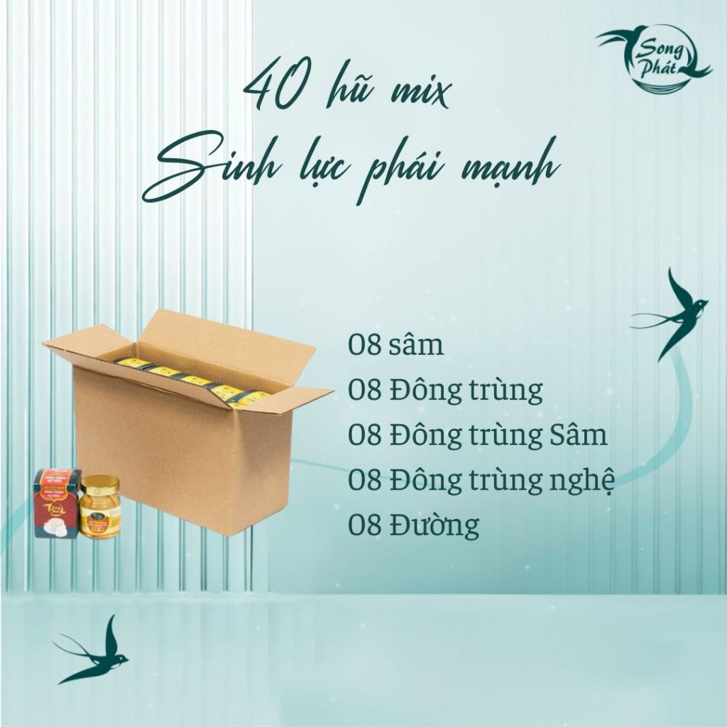 Thùng 40 hũ tổ yến chưng Mix vị Song Phát tăng cường hồi phục sức khỏe nhanh chóng 70ml