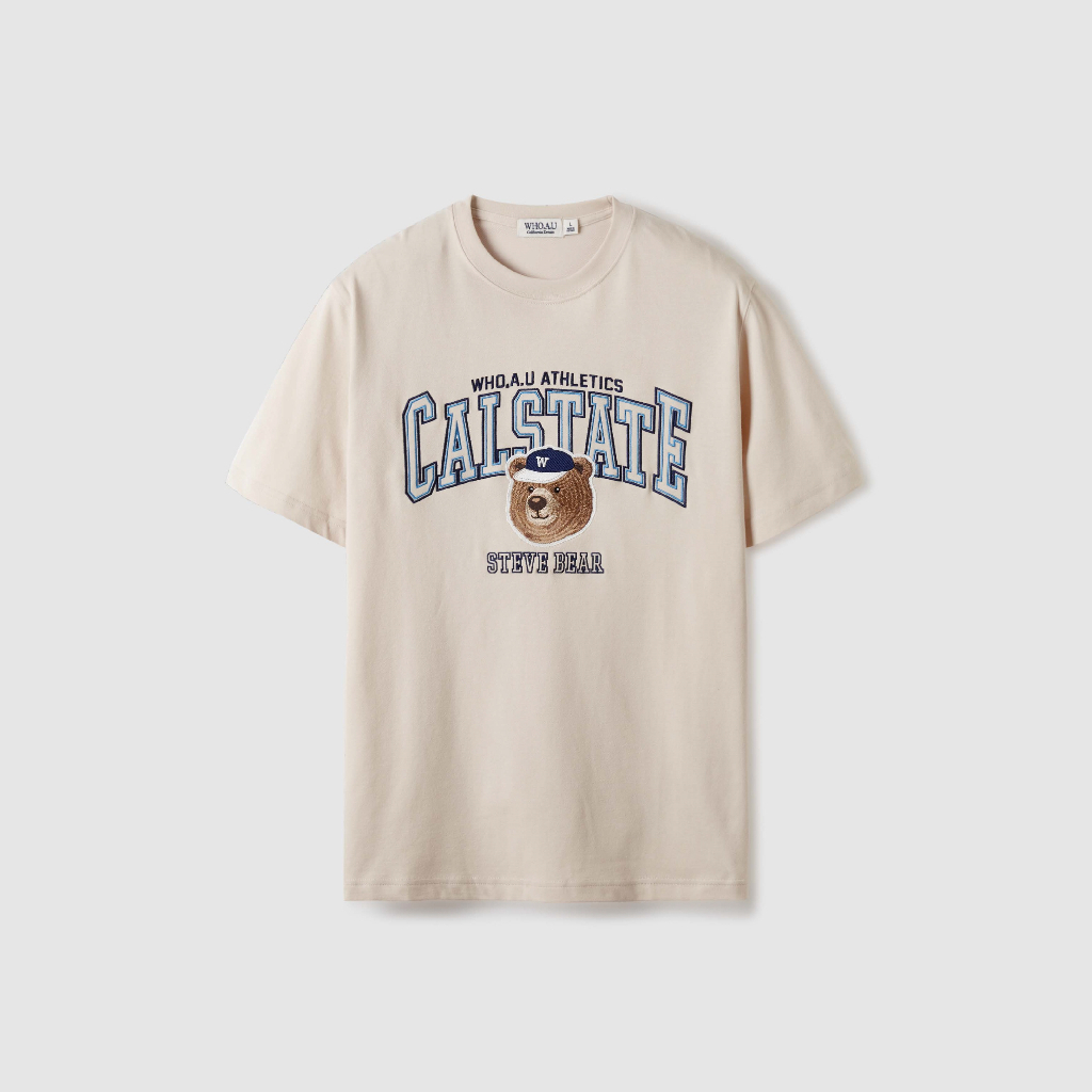 【WHO.A.U】Steve Campus Patch T-shirt Steve Campus Patch T-shirt - 후아유닷컴