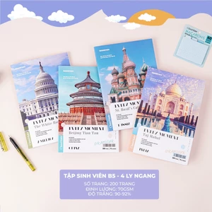 Vở Kẻ 4 Ô Ly Ngang, Tập Sinh Viên B5 200 Trang CLASSMATE Định Lượng 70gsm Cao Cấp Bìa Chống Nước NB5-20-0308S