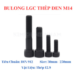 Bulong lục giác chìm thép đen M14 dài 30mm - 200mm cấp bền 12.9 (túi 5 con)