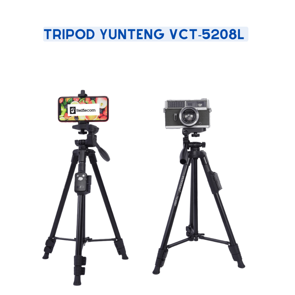 Tripod Điện Thoại Yunteng VCT 5208L - Chân Đế Máy Ảnh Quay Video, Chụp Ảnh Đa Năng Gọn Nhẹ
