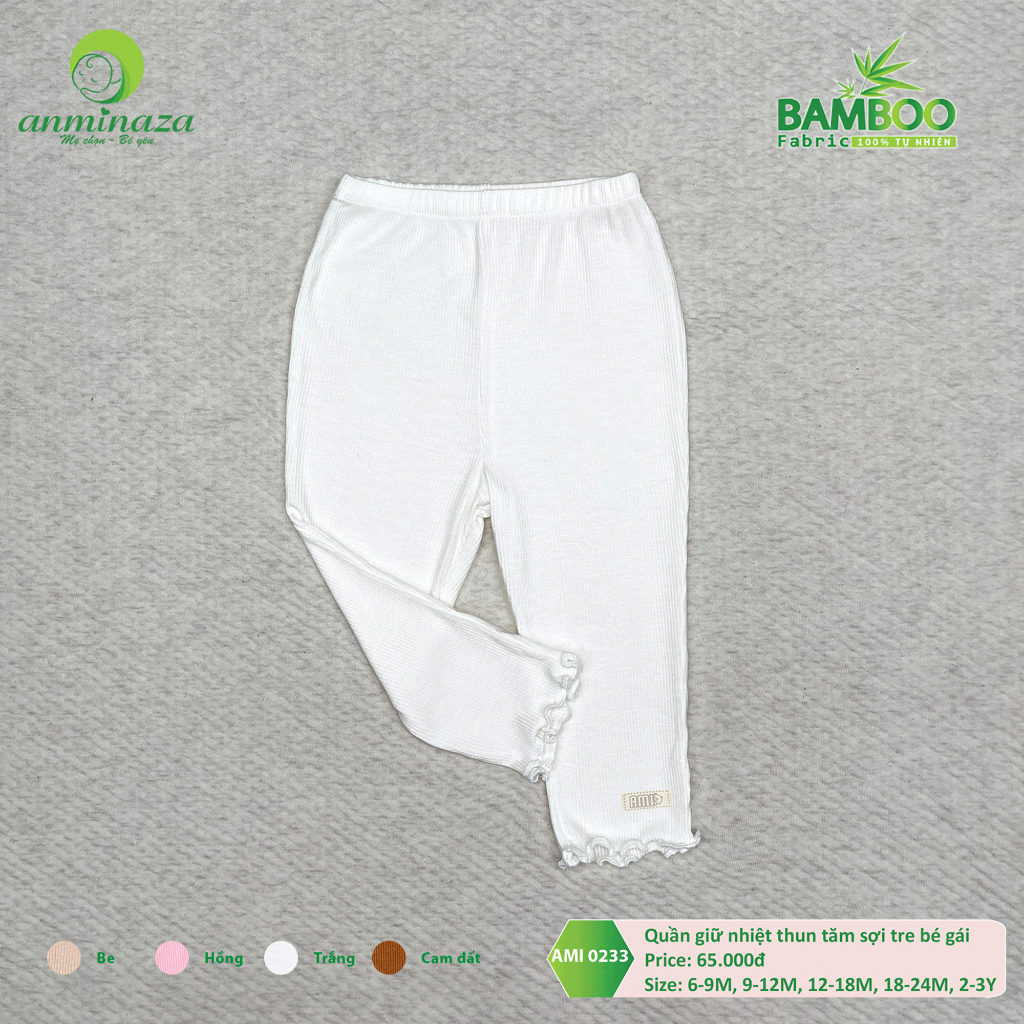 Quần Legging Bé Gái VảiTăm Tre Mỏng Mặc Lót Bên Trong Giúp Giữ Ấm Đôi Chân Cho Bé - Hàng Chính Hãng AMI0233