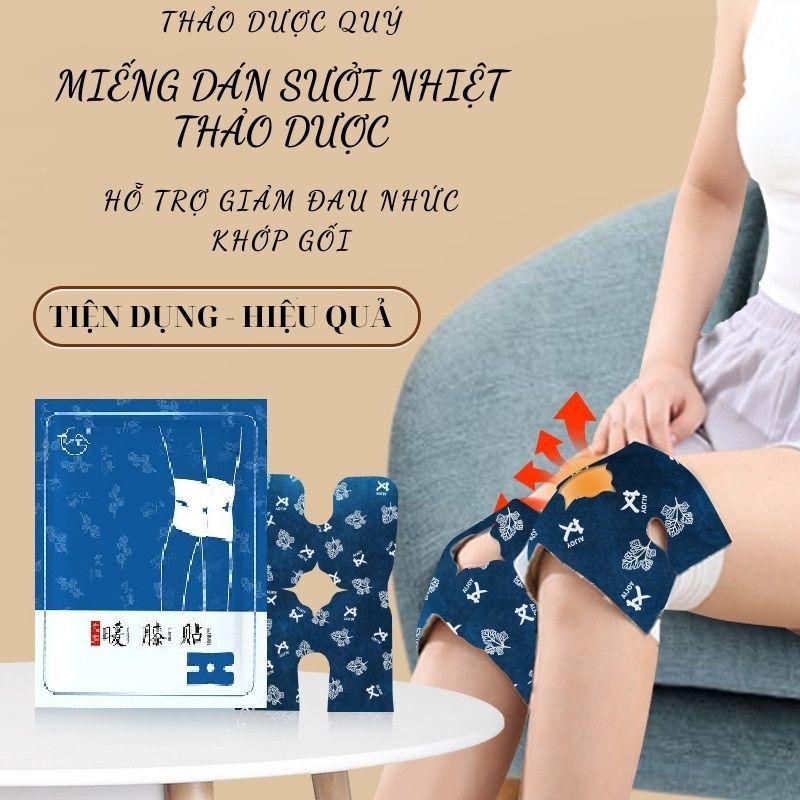 Giảm đau khớp gối do thoái hóa, gai xương, viêm khớp, chấn thương... miếng dán sưởi nhiệt thảo dược + rượu xoa bóp