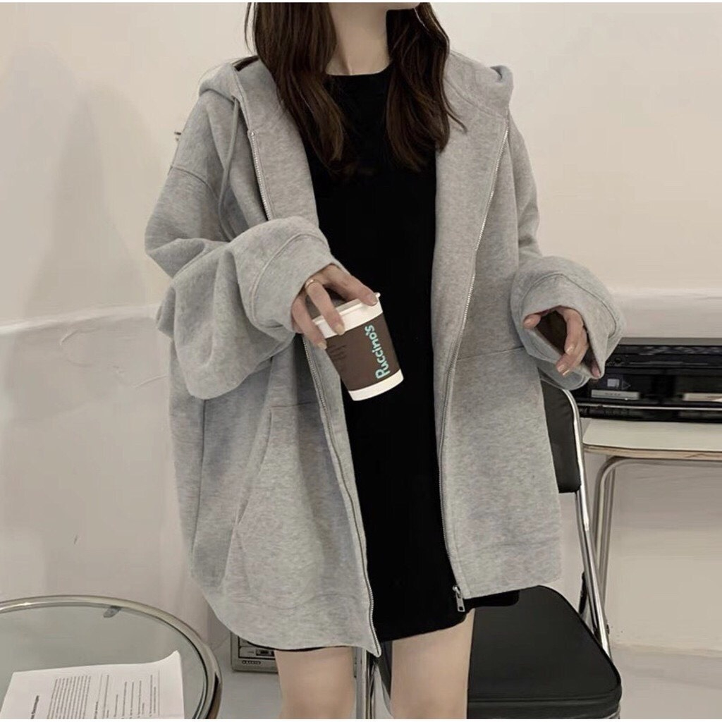 Áo Hoodie zip chất nỉ hàn và nỉ bông BLESSING dành nam nữ form rộng. Áo Khoác nỉ hoodie zip mẫu trơn basic