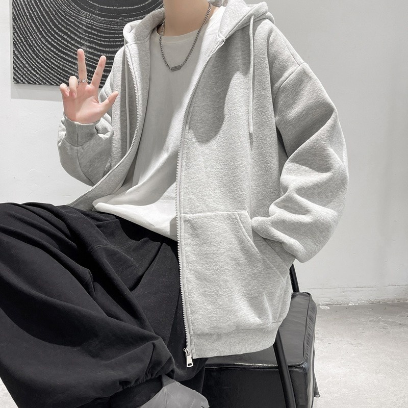 Áo Hoodie zip chất nỉ hàn và nỉ bông BLESSING dành nam nữ form rộng. Áo Khoác nỉ hoodie zip mẫu trơn basic