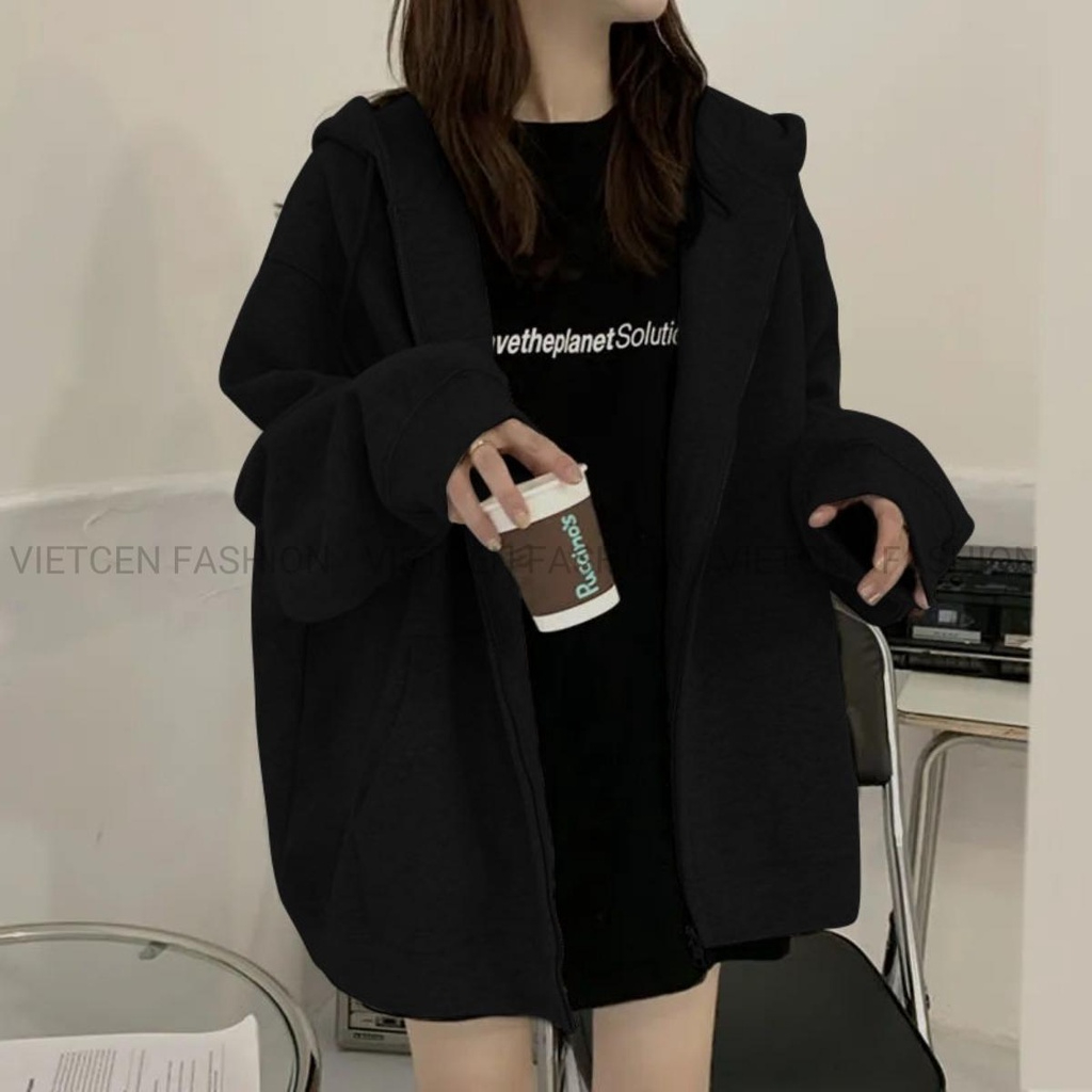 Áo Hoodie zip chất nỉ hàn và nỉ bông BLESSING dành nam nữ form rộng. Áo Khoác nỉ hoodie zip mẫu trơn basic