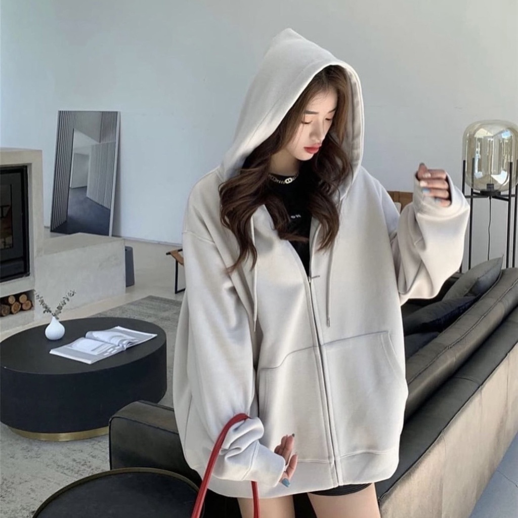 Áo Hoodie zip chất nỉ hàn và nỉ bông BLESSING dành nam nữ form rộng. Áo Khoác nỉ hoodie zip mẫu trơn basic