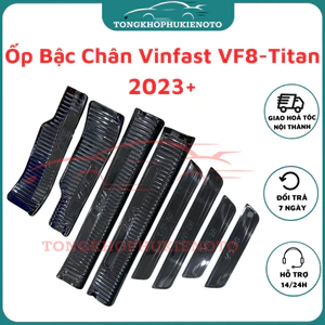 Ốp bậc cửa, Nẹp bước chân Vinfast VF8 2023, Mẫu Titan phay xước cao cấp