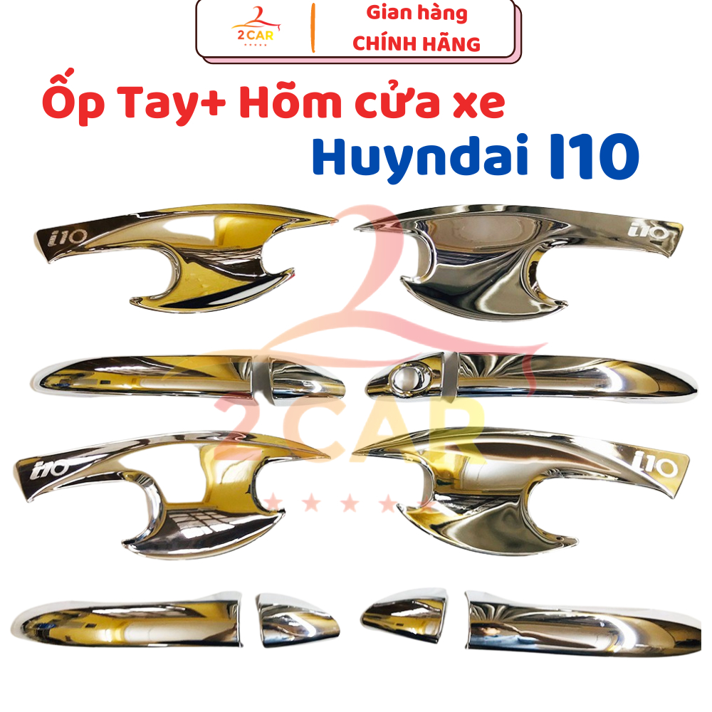 Ốp tay nắm, hõm cửa xe Hyundai Grand i10 đời 2014 - 2021, 2022 - 2026 mạ Crom