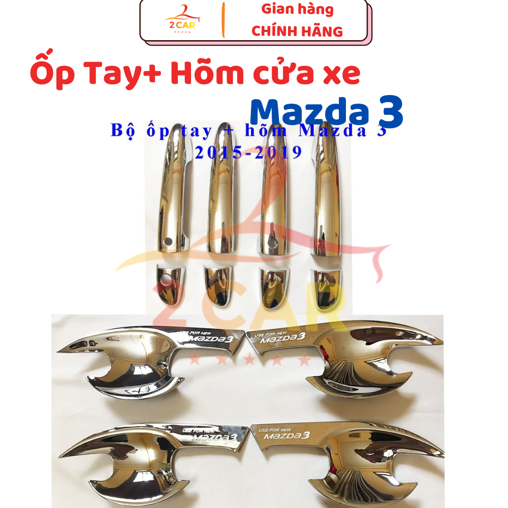 Ốp tay nắm, hõm cửa xe Mazda 3 đời 2016 - 2024, 2025 , Mazda3 Nhựa ABS mạ crom cao cấp