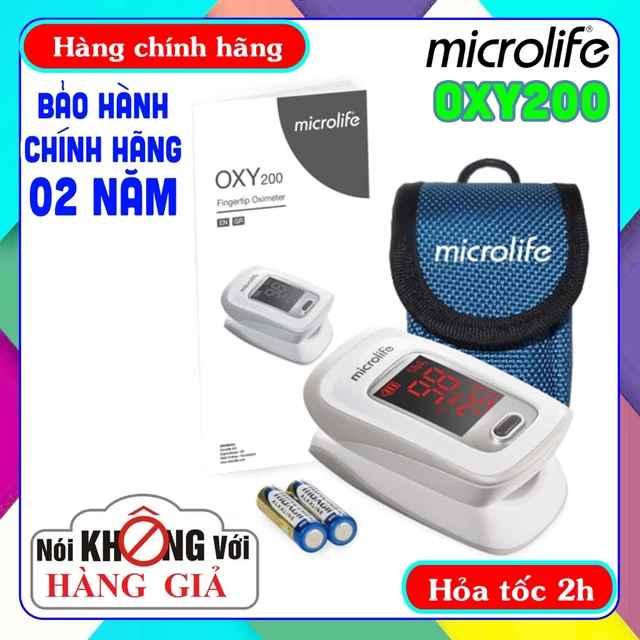 MÁY ĐO NỒNG ĐỘ OXY TRONG MÁU MICROLIFE OXY200 HÀNG CHÍNH HÃNG - BẢO HÀNH 02 NĂM