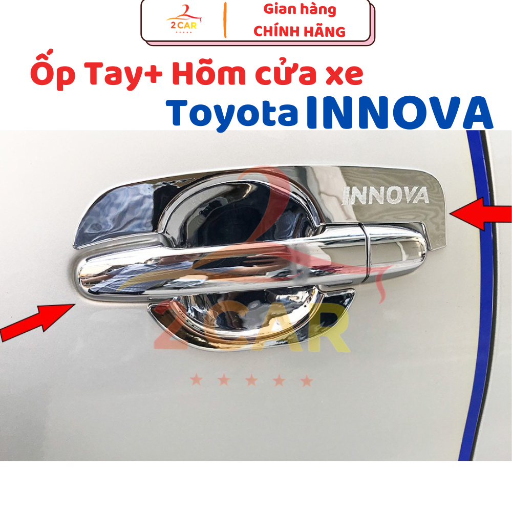 Ốp tay nắm, hõm cửa xe Toyota Innova 2006 2007 2008 2009 2010 2011 2012 2013 2014 2015 MẠ CROM cao cấp