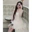 Set váy babydoll áo 2 dây xinh xắn dập ly xoè phối nơ xinh cho các nàng đi biển