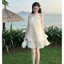 Set váy babydoll áo 2 dây xinh xắn dập ly xoè phối nơ xinh cho các nàng đi biển