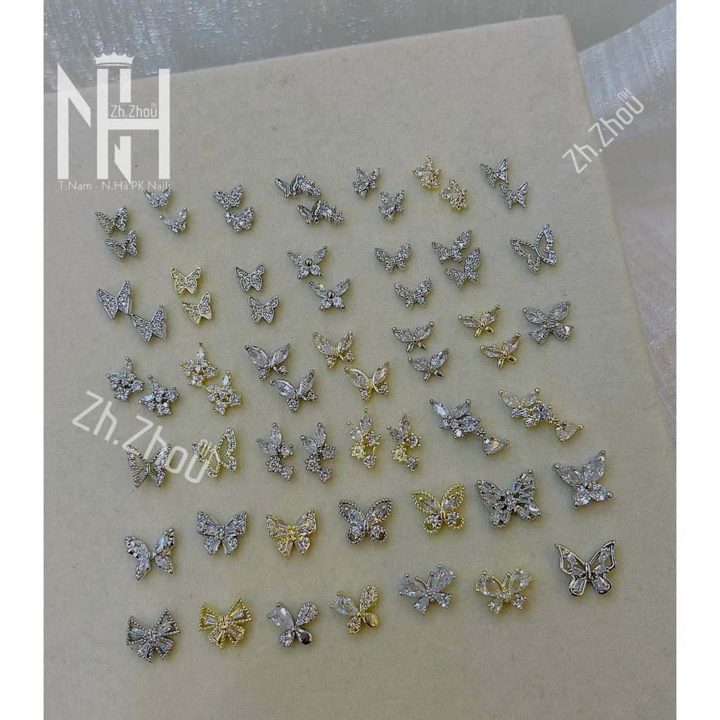 Các mẫu charm bướm mini, Charm bướm size nhỏ trang trí móng, charm gắn móng,đá hình trang trí móng charm cao cấp